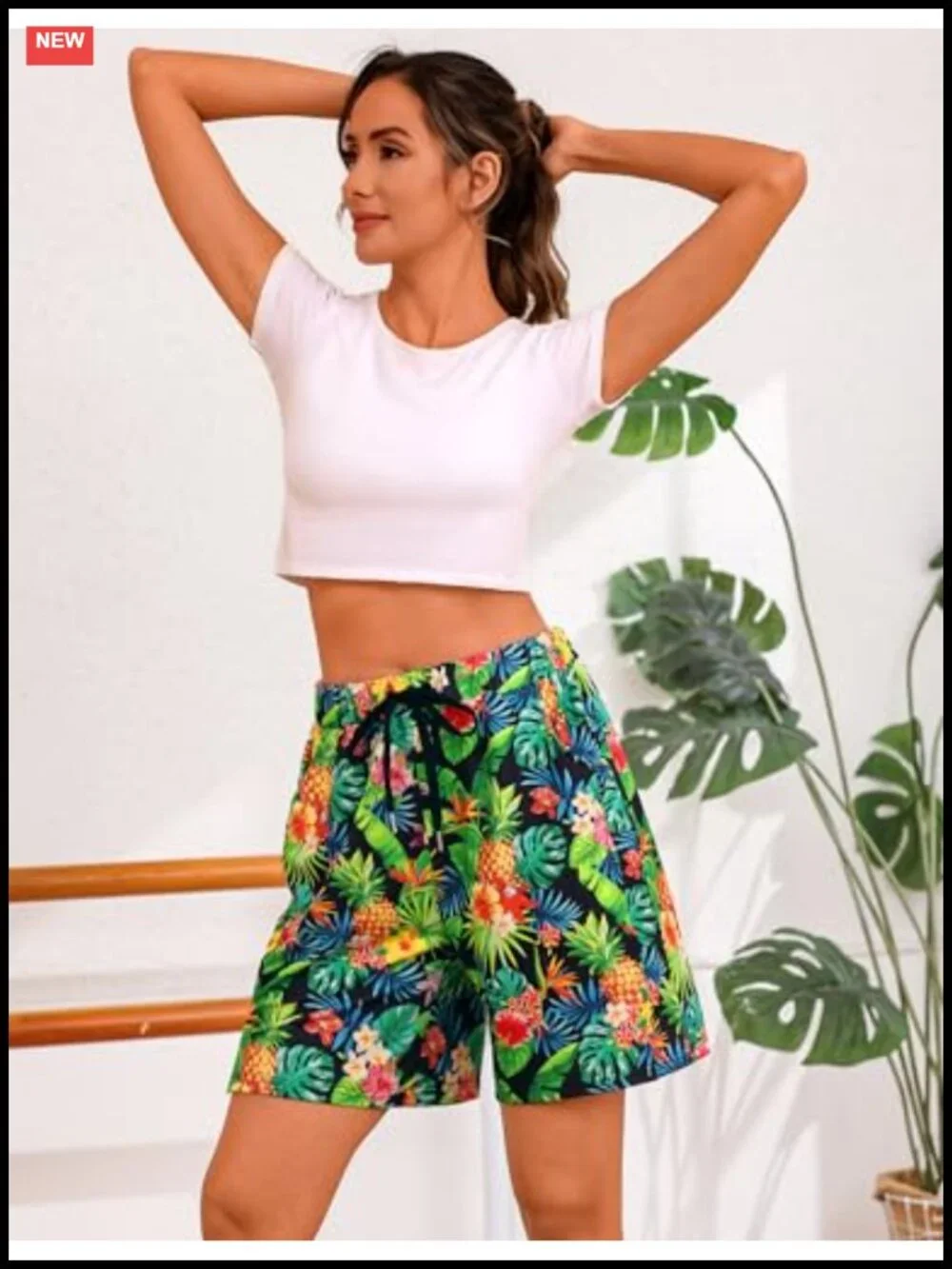 Women's Bermuda Shorts Cotton Spandex with Pockets Drawstring Lounge Yoga